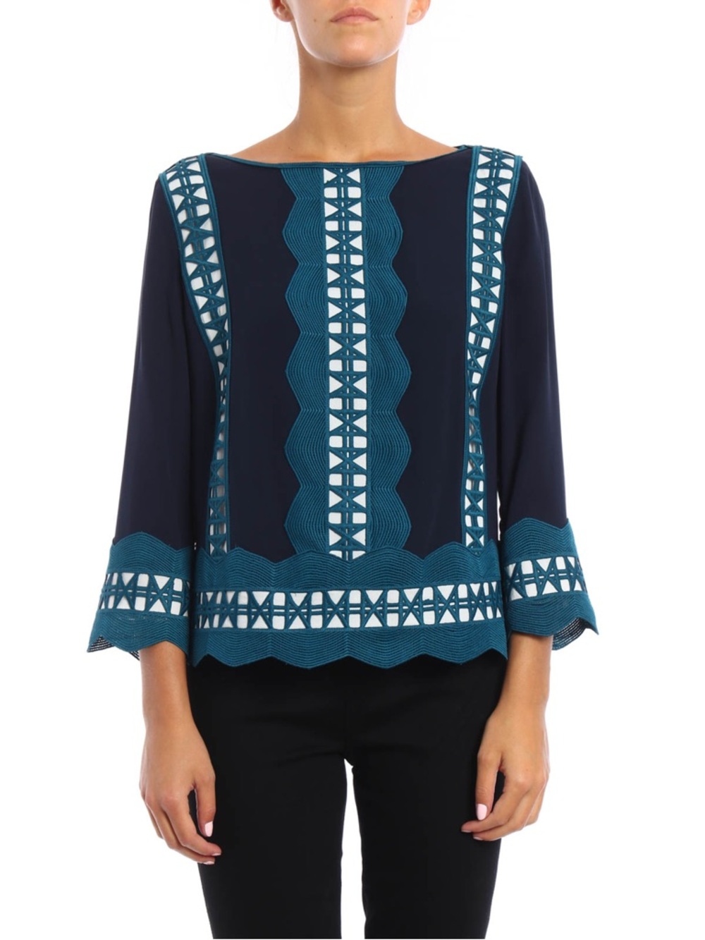Tory Burch Lace bands detailed silk blouse